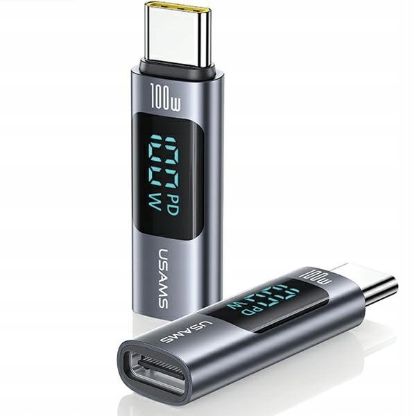 USAMS Adapter AU18 USB-C - USB-C Digital Display 100W stalowy/aluminium SJ6