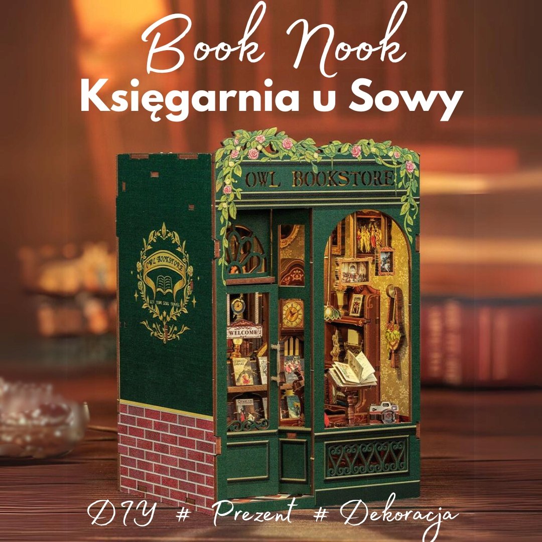 DIY MINIATUROWY DOMEK - Księgarnia u Sowy Book Nook DIY Puzzle 3D