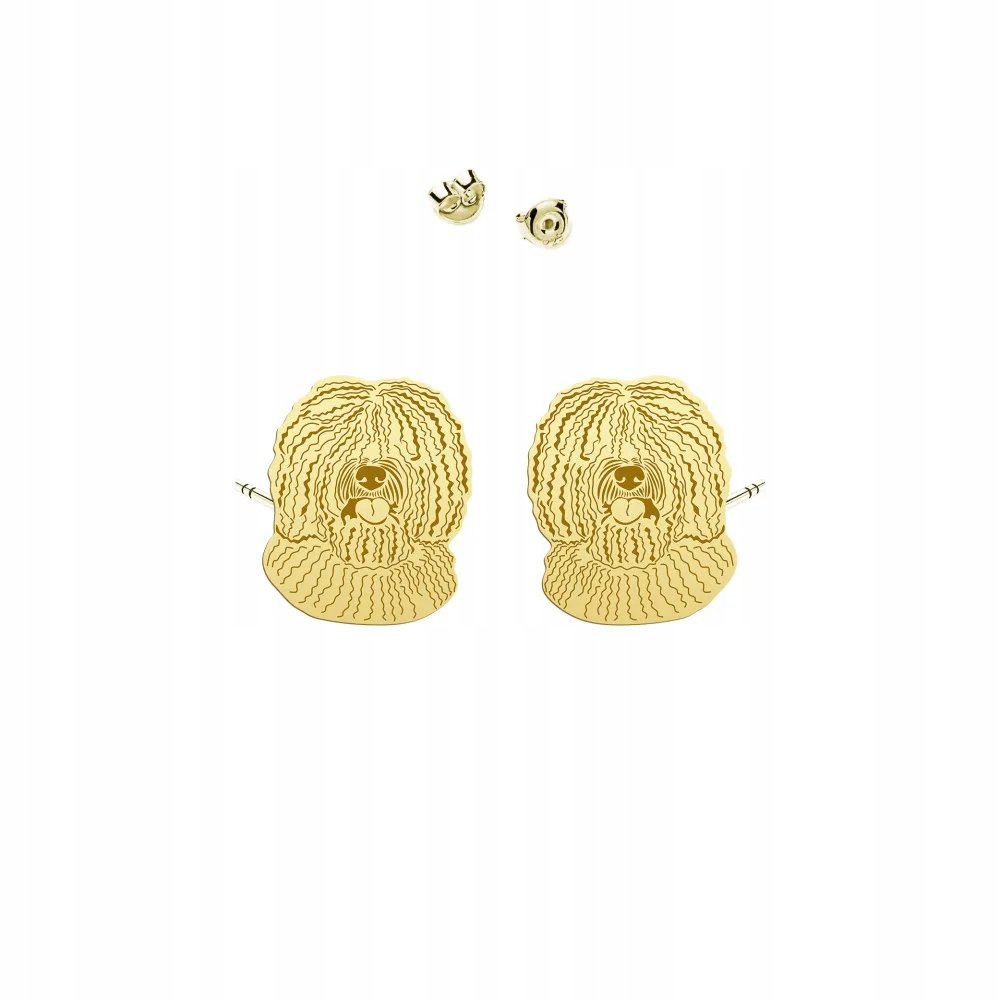 Kolczyki Pozłacane z psem Hiszpański Pies Dowodny sztyfty 925 DEDYKACJA