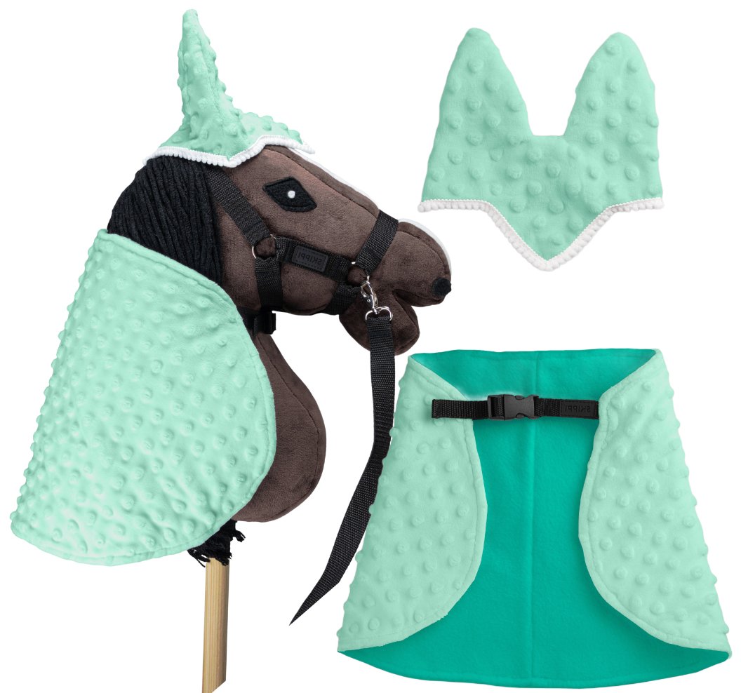 Peleryna 2w1 Dwustronny Miętowy Kocyk + Nauszniki akcesoria dla Hobby Horse