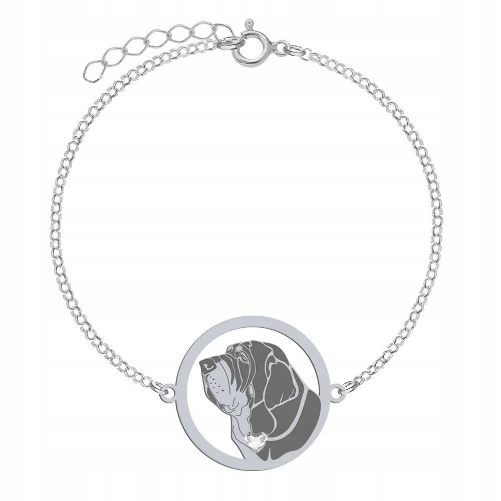 Bransoletka Srebrna z psem Mastif Hiszpański 925 Łańcuszek Kobieta GRAWER
