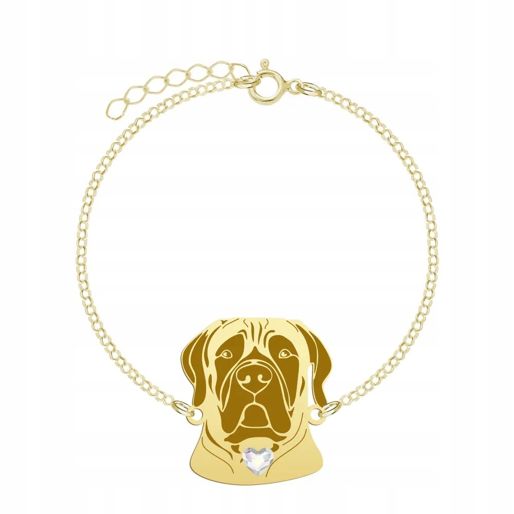 Bransoletka Złota z psem Mastif Afrykański 925 Kobieta Prezent GRAWER