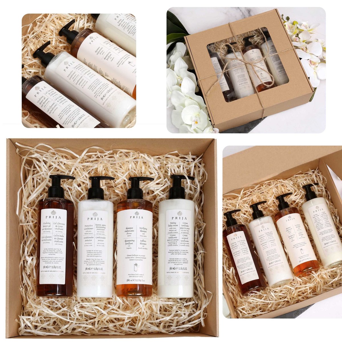 PRIJA Zestaw prezentowy: żel pod prysznic, odżywka do włosów, szampon do włosów, krem do ciała 4x380ml