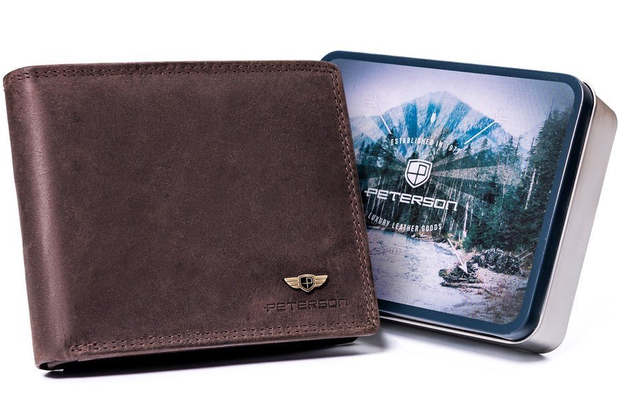 Skórzany portfel męski na dowód rejestracyjny Peterson