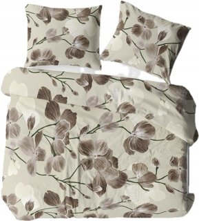 KOMPLET POŚCIELI 220X200 KORA KWIATY BRĄZ