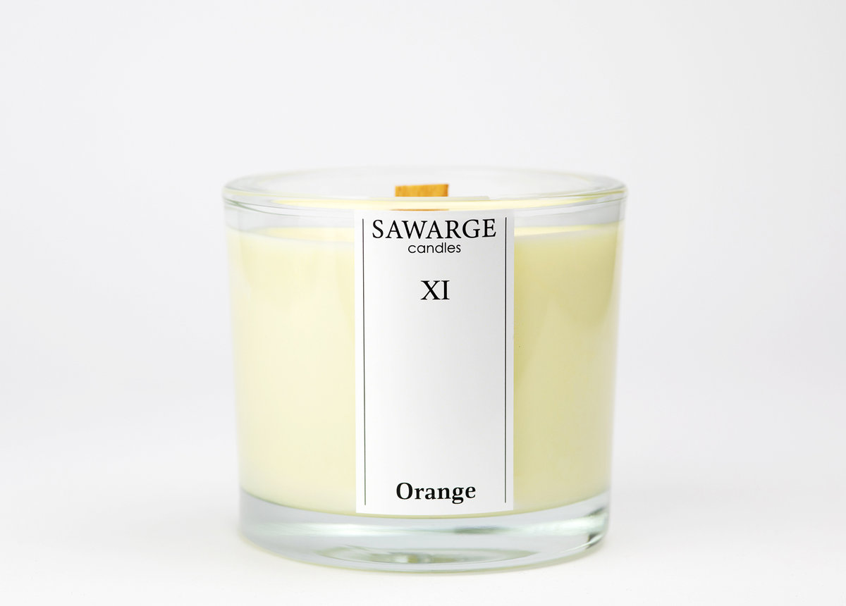 Świeca Zapachowa Sojowa 200g / Pomarańcza, drewniany knot, 40h/Sawarge Candles