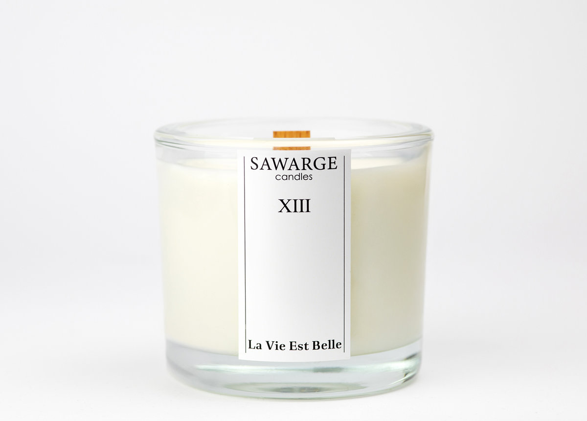 Świeca Zapachowa Sojowa 200g / La Vie Est Belle, drewniany knot , 40h/Sawarge Candles