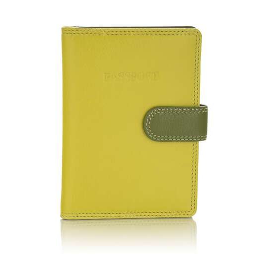 Kolorowe skórzane etui na paszport Visconti RB-75 RFID - limonkowy