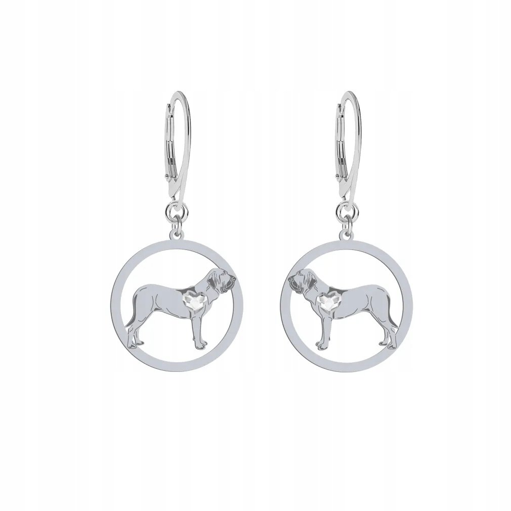 Kolczyki Srebrne z psem Fila Brasileiro 925 Biżuteria na Prezent GRAWER
