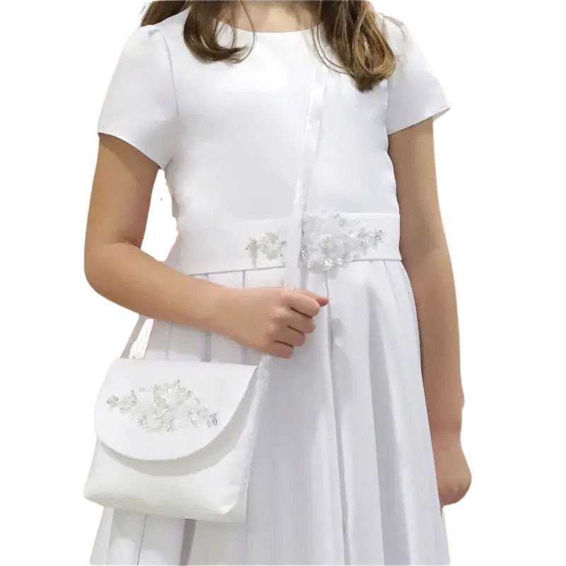 Torebka komunijna dla dziewczynki z satyny kopertówka torebki komunijne Madomi model TMK91