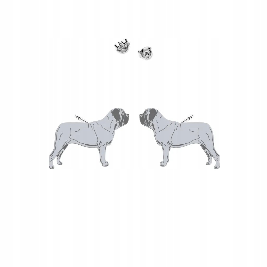 Kolczyki Srebrne z psem Mastif Angielski 925 Sztyft Kobieta DEDYKACJA