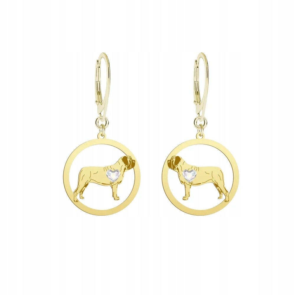 Kolczyki Złote z psem English Mastiff 925 Prezent na Urodziny GRAWER