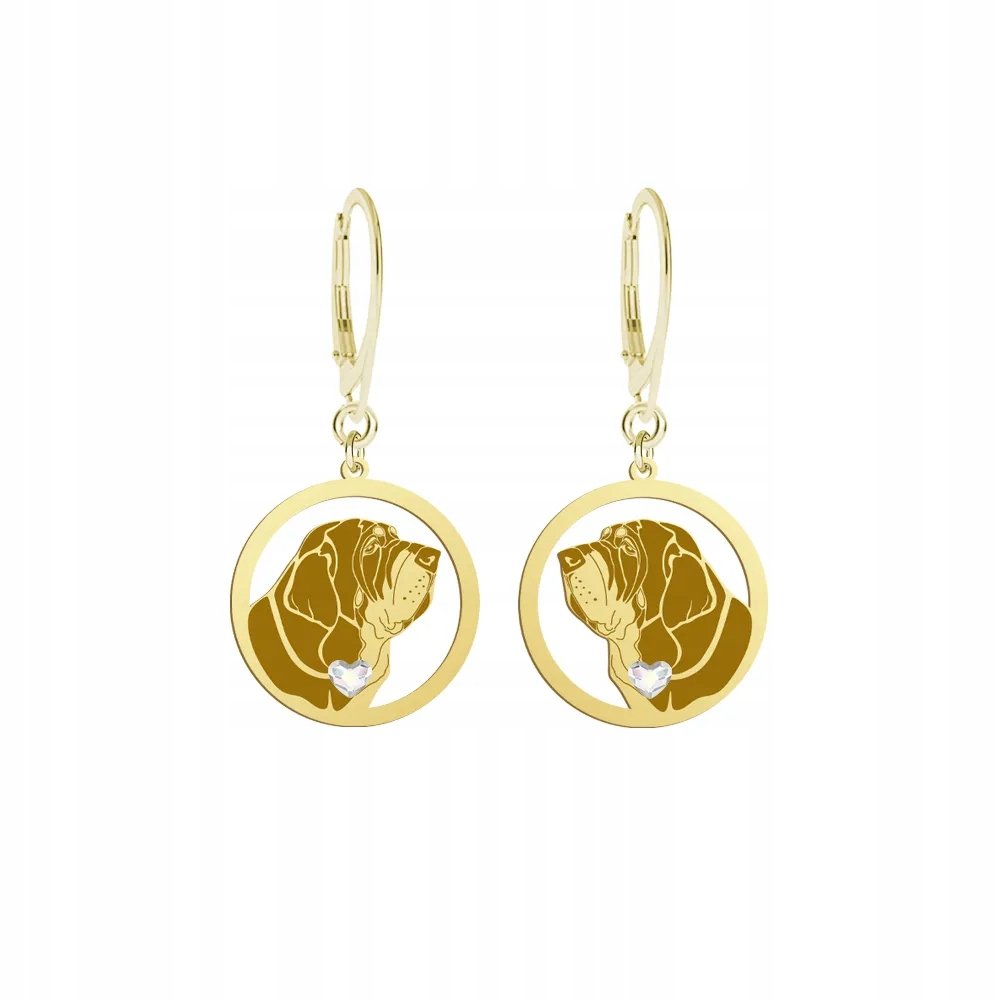 Kolczyki Pozłacane z psem Mastif Hiszpański 925 Prezent Urodziny GRAWER
