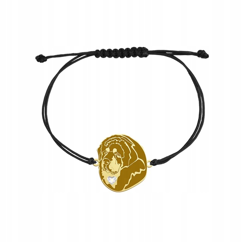 Bransoletka Złota z psem Mastif Tybetański 925 sznurek Biżuteria GRAWER