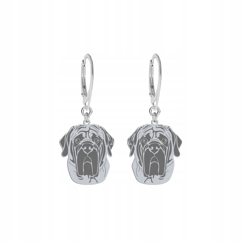 Kolczyki Srebrne z psem Mastif Angielski 925 Biżuteria na Prezent GRAWER