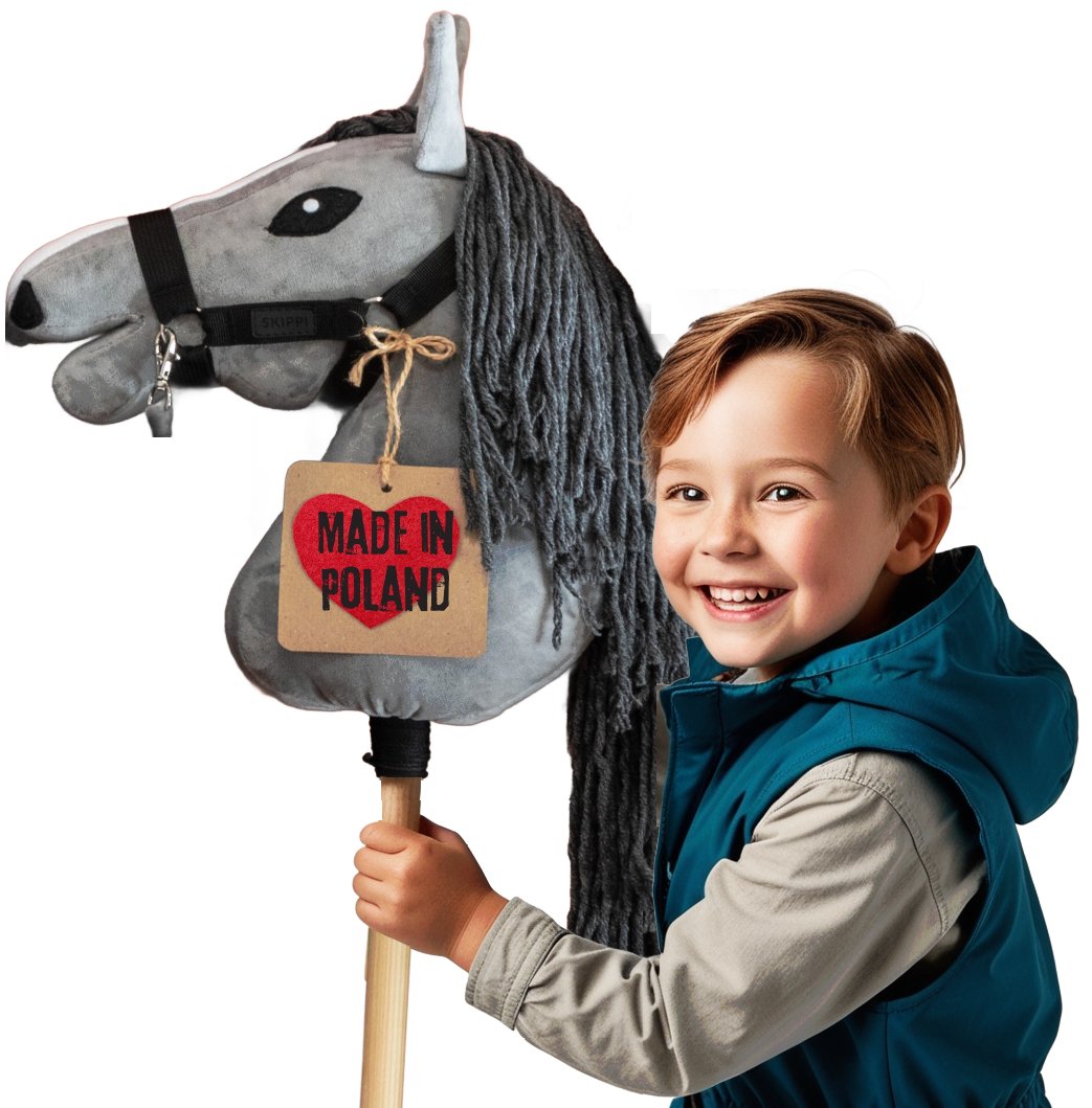 Konik Hobby Horse Pluszowy Na Kijku Dla Dzieci Do Skakania Biegania A4 kij