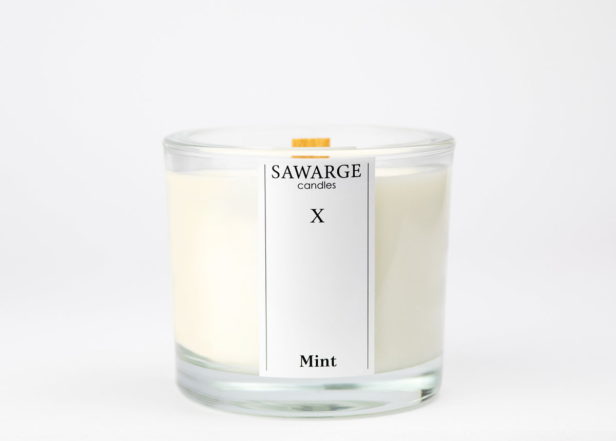 Świeca Zapachowa Sojowa 200g Miętowa, drewniany knot, 40h/Sawarge Candles