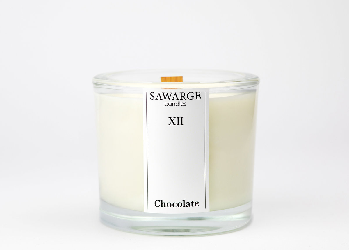 Świeca Zapachowa Sojowa 200g /Czekolada, drewniany knot, 40h/Sawarge Candles