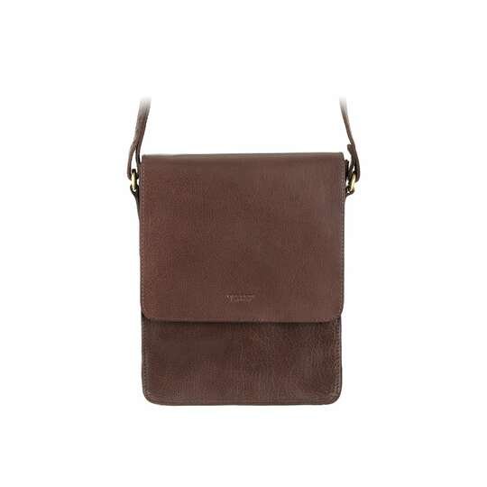 Torba na ramię listonoszka A5 ze skóry licowej Visconti S-11 - brązowa