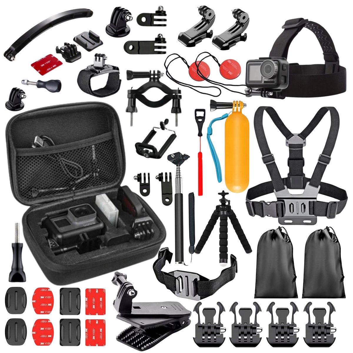 ZESTAW XXL AKCESORIA GOPRO HERO 13 12 11 10 9 8 7 GoPro 45w1 SZELKI WALIZKA