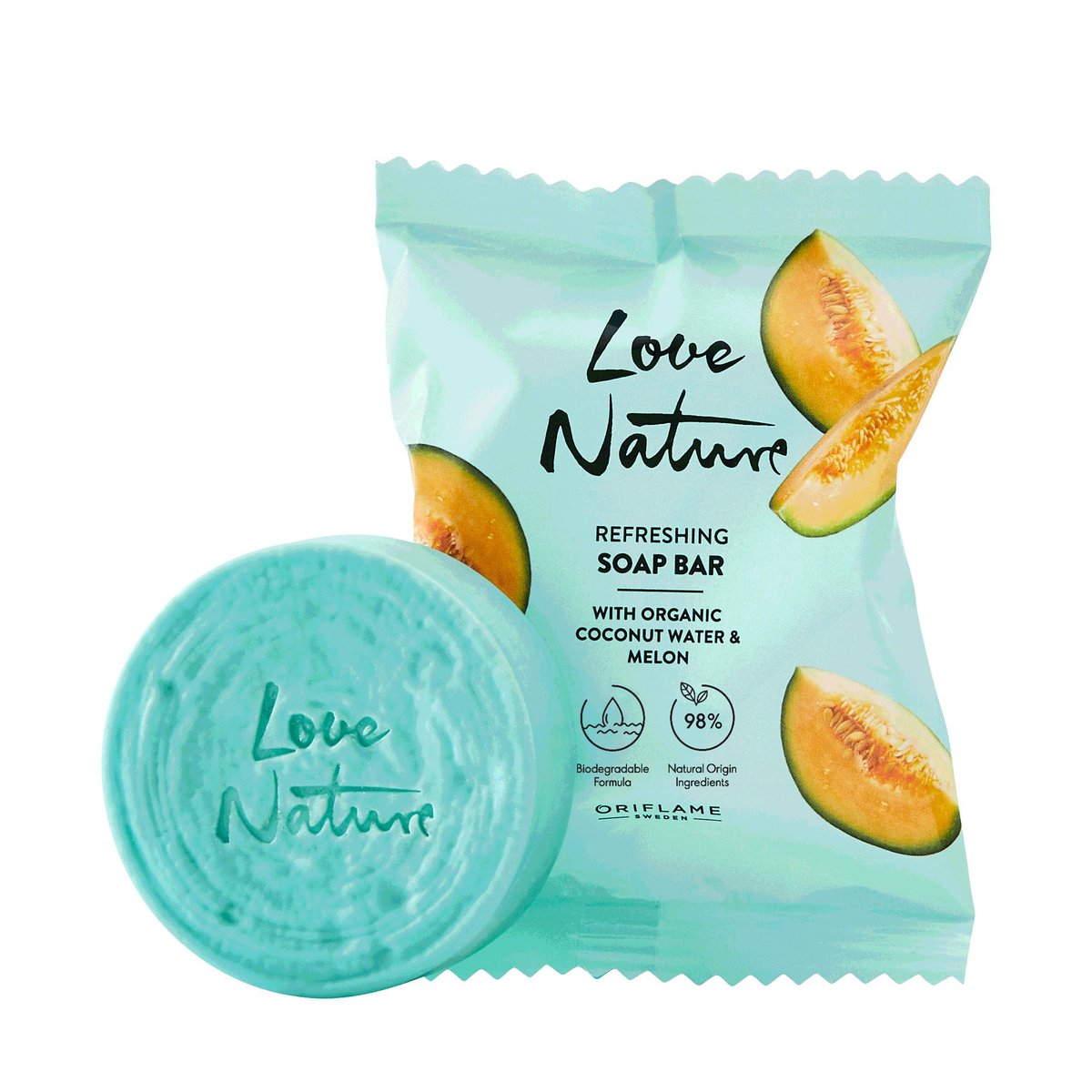 Oriflame Odświeżające mydło Love Nature z organiczną wodą kokosową i melonem 75 g