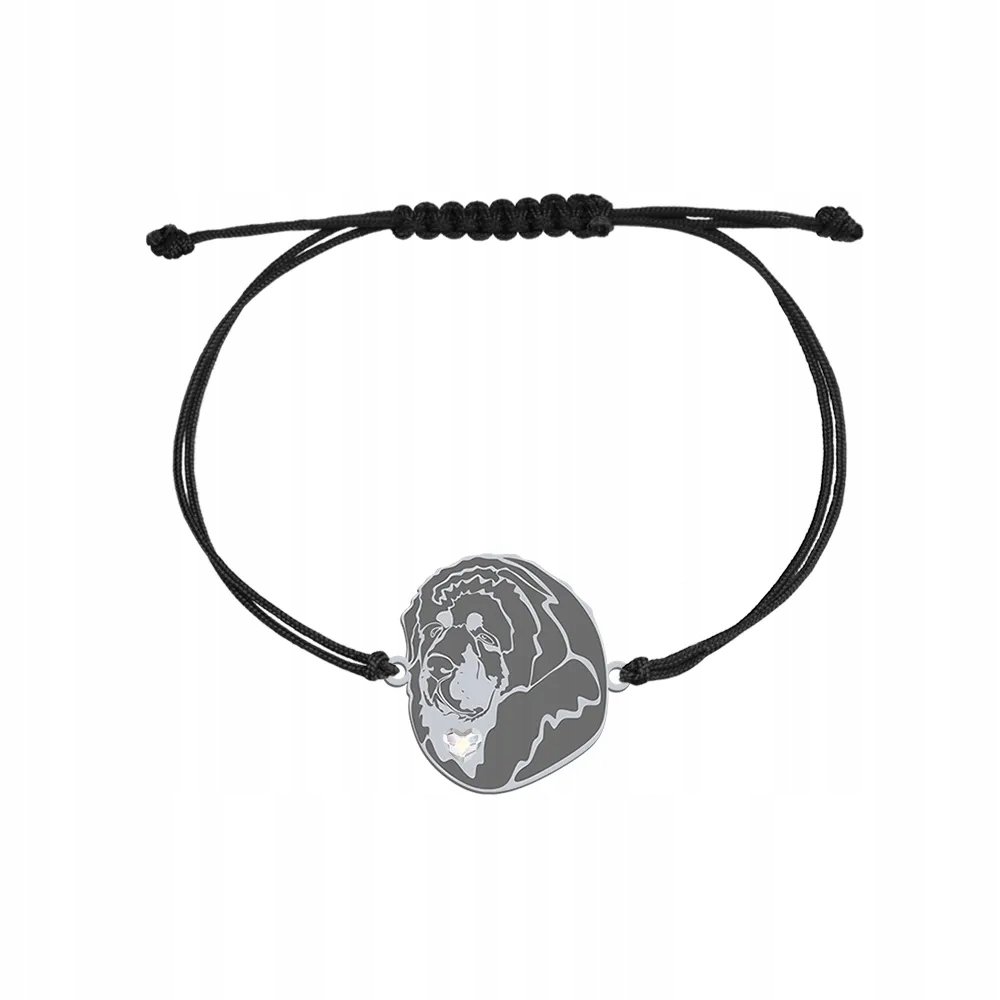 Bransoletka Srebro 925 z psem Mastif Tybetański sznurek Urodziny GRAWER