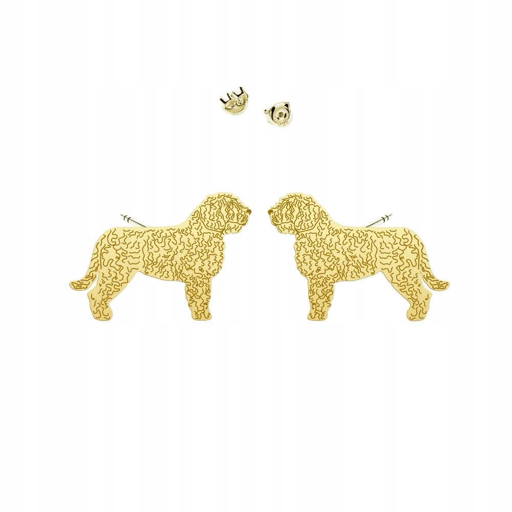 Kolczyki Pozłacane z psem Hiszpański Pies Dowodny sztyfty 925 DEDYKACJA