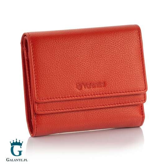 Mały skórzany portfel damski Valentini Metallic 123M-503 - czerwony