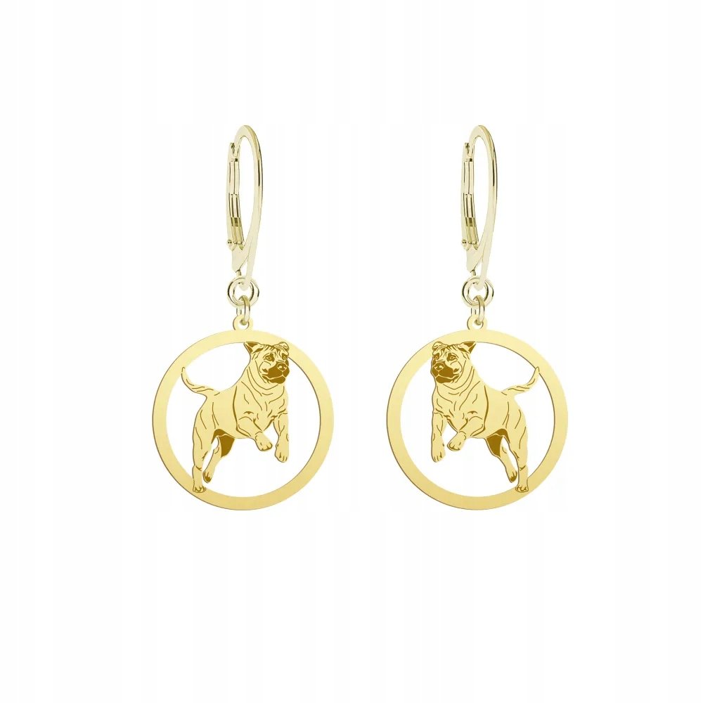 Kolczyki Złote z psem Mastif Afrykański 925 Biżuteria Urodziny GRAWER