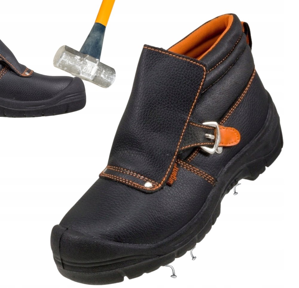 SPAWALNICZE buty robocze męskie TRZEWIKI SKÓRZANE ANTYPRZEBICIOWE z NOSKIEM