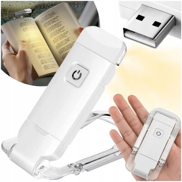 Lampka Nocna Led Do Czytania Książki W Łóżku Z Klipsem Zakładka Usb Latarka