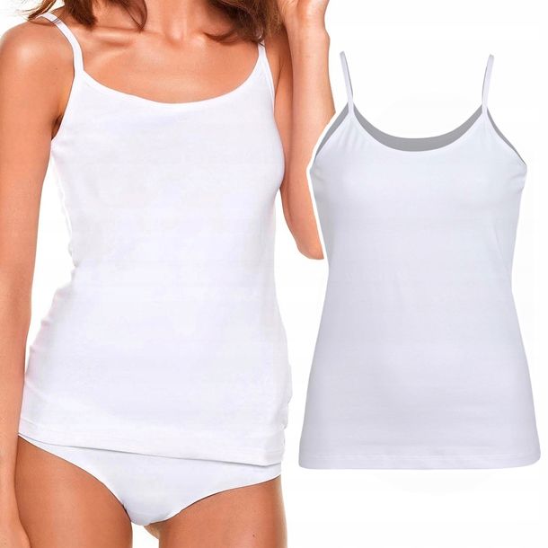 Podkoszulka damska bawełniana gładka koszulka na wąskich ramiączkach - 3XL