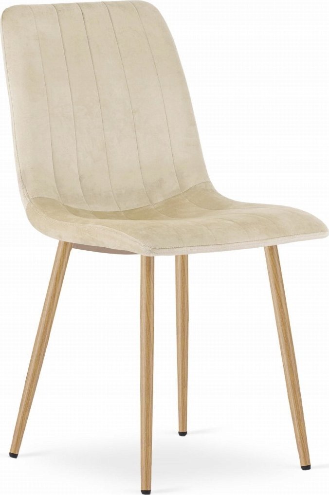Leobert Krzesło LAVA - jasny beż aksamit / nogi kolor drewna x 1