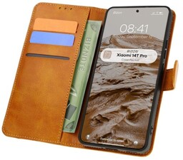 Bizon Etui z klapką Case Pocket do Xiaomi 14T Pro, brązowe