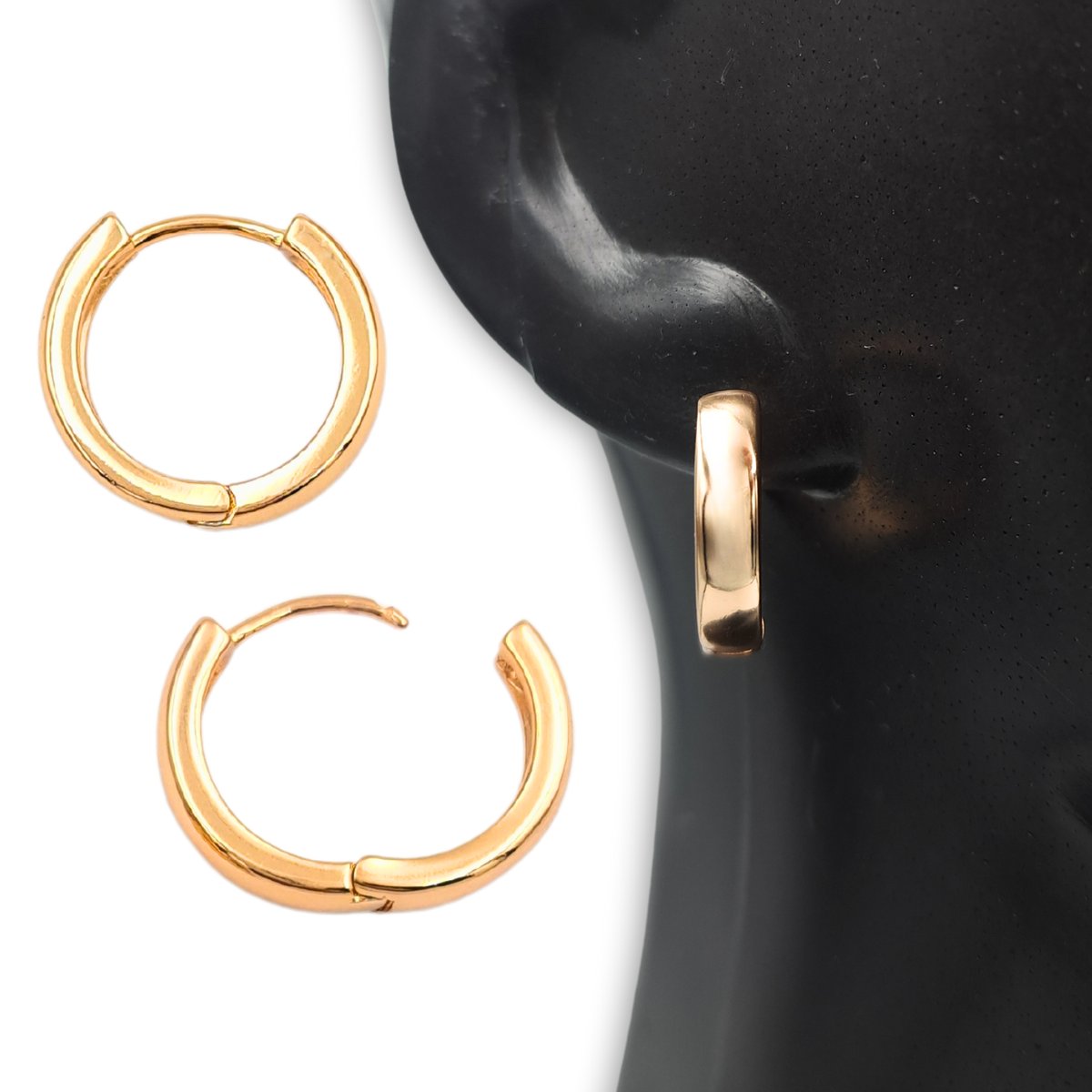 Kolczyki kółeczka 16mm x 4mm - Pozłacane 18k złotem