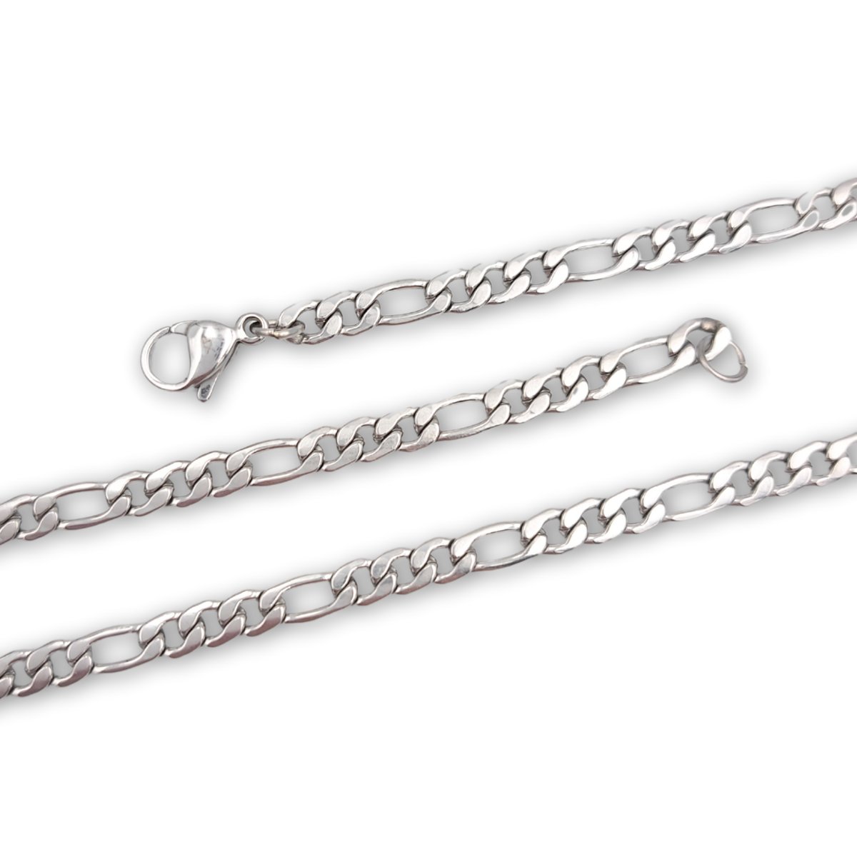 Łańcuszek Męski Srebrny Figaro 50cm / 4mm - Stal chirurgiczna