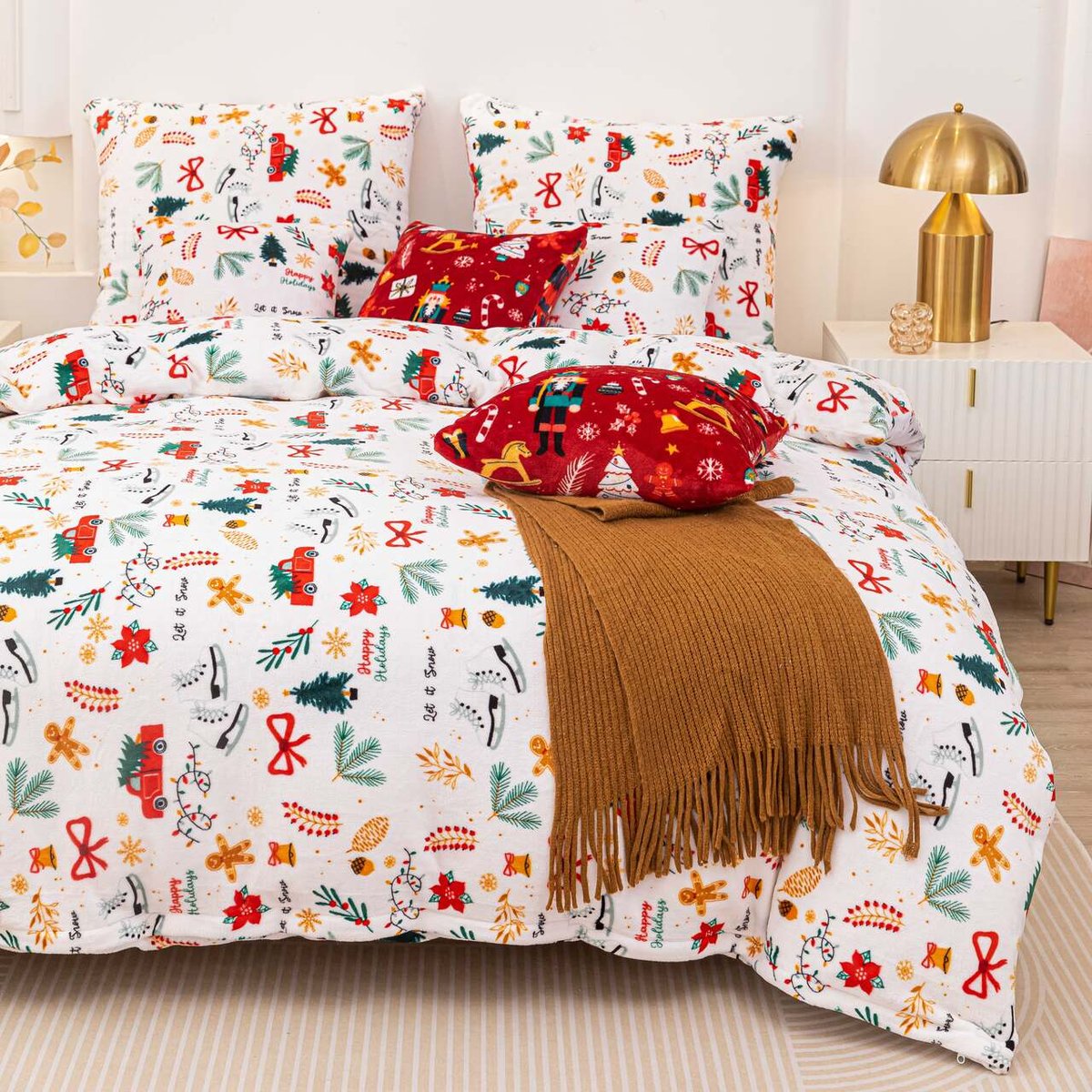 Świąteczna Pościel MIŚ Z Mikrofibry 160x200 Cozy WHITE CHRISTMAS