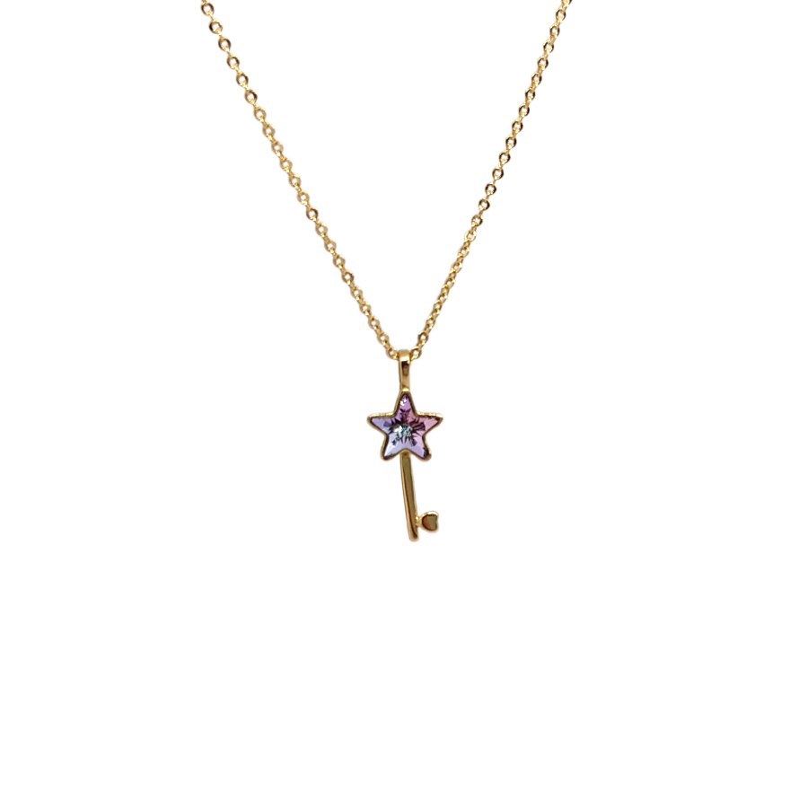 Celebrytka Pozłacana Kluczyk z Kryształkiem Gwiazdką