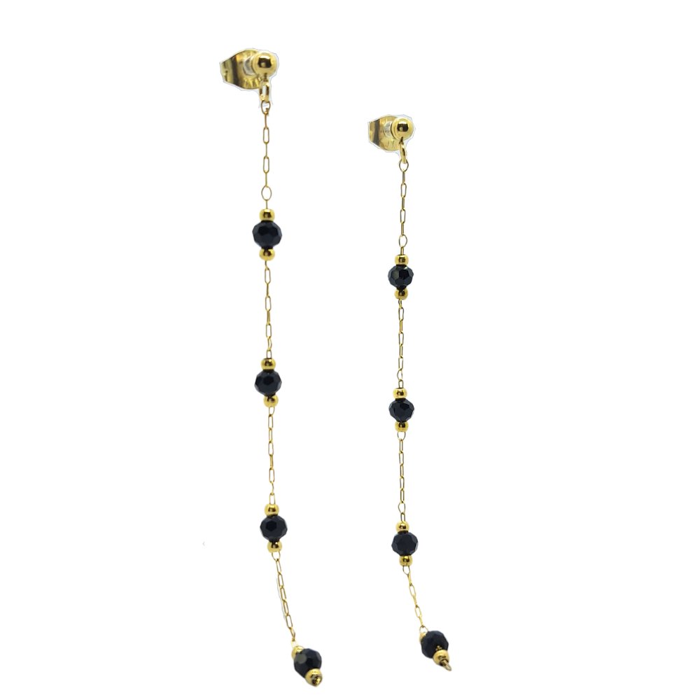 Kolczyki wiszące beads 77mm - Pozłacana stal chirurgiczna