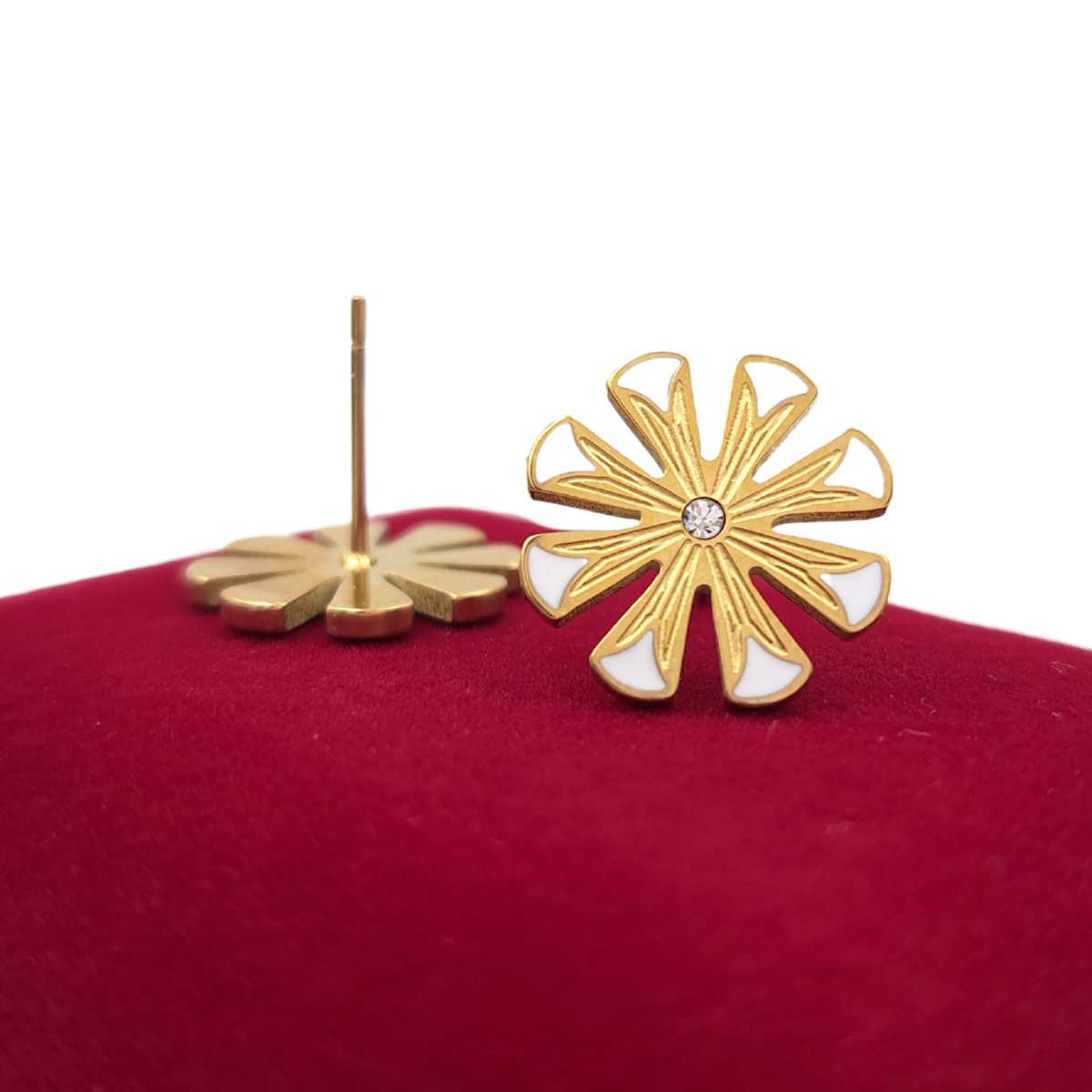 Kolczyki Złote Kwiatki Stokrotki - Pozłacana Stal Chirurgiczna