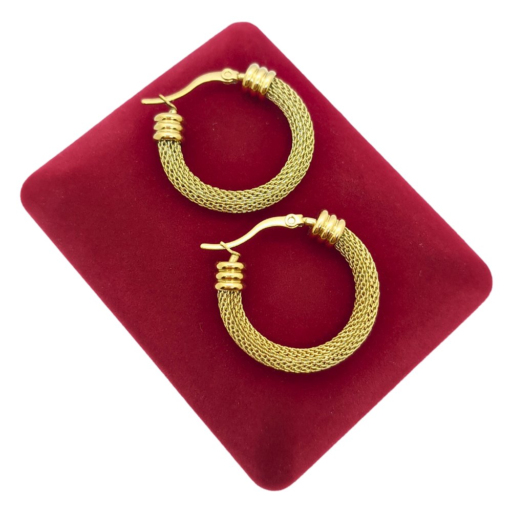 Kolczyki złote ażurowe koła 27mm - Pozłacana stal chirurgiczna