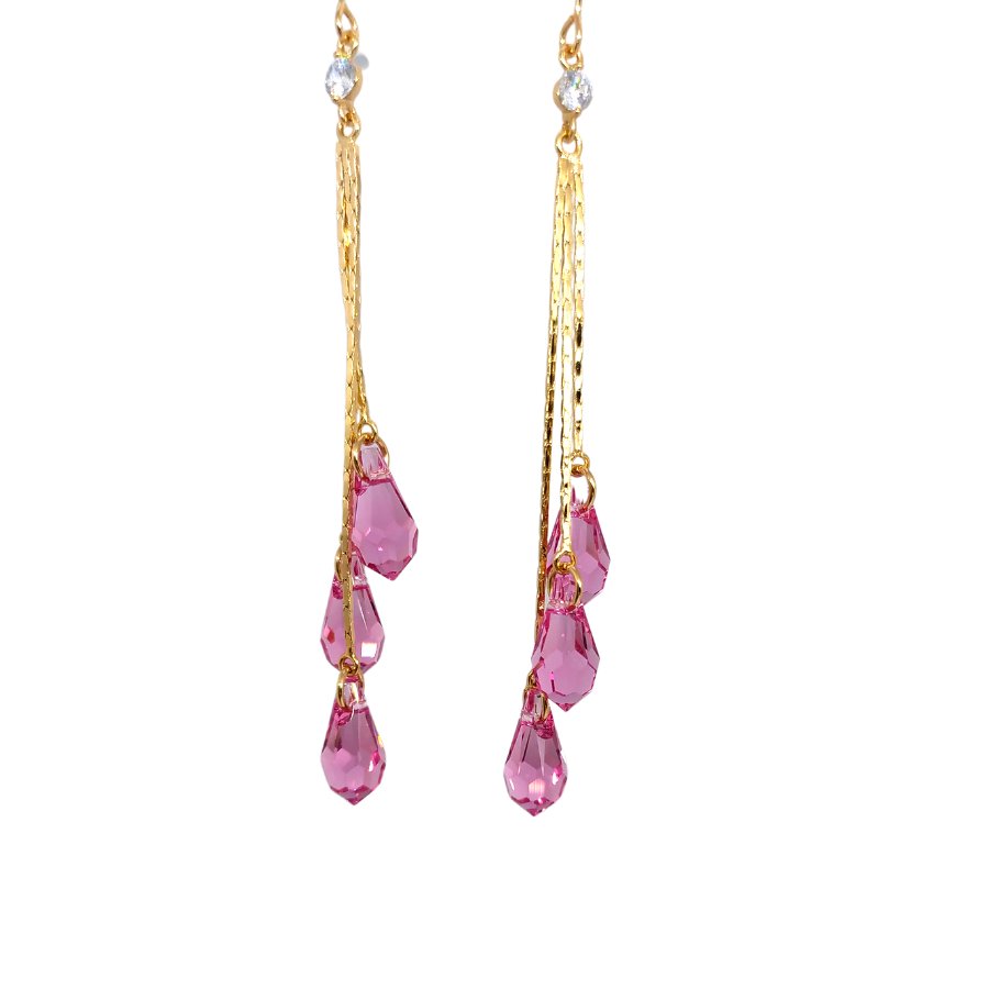 Kolczyki pozłacane Vitrail Rose Xuping - wiszące