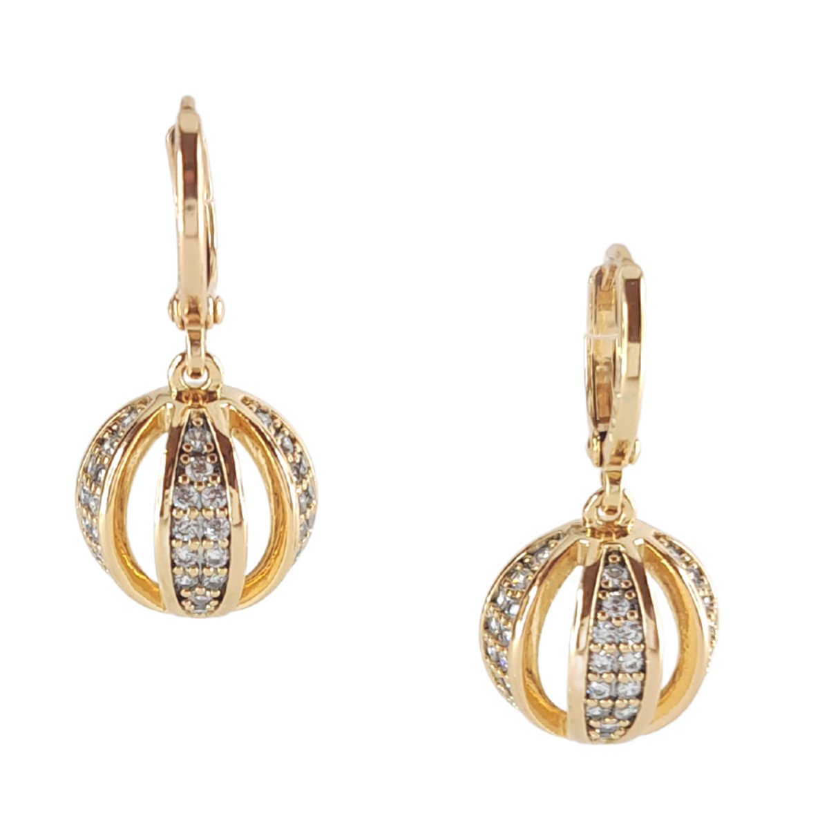 Wiszące kolczyki pozłacane 18k - Połowa kuli