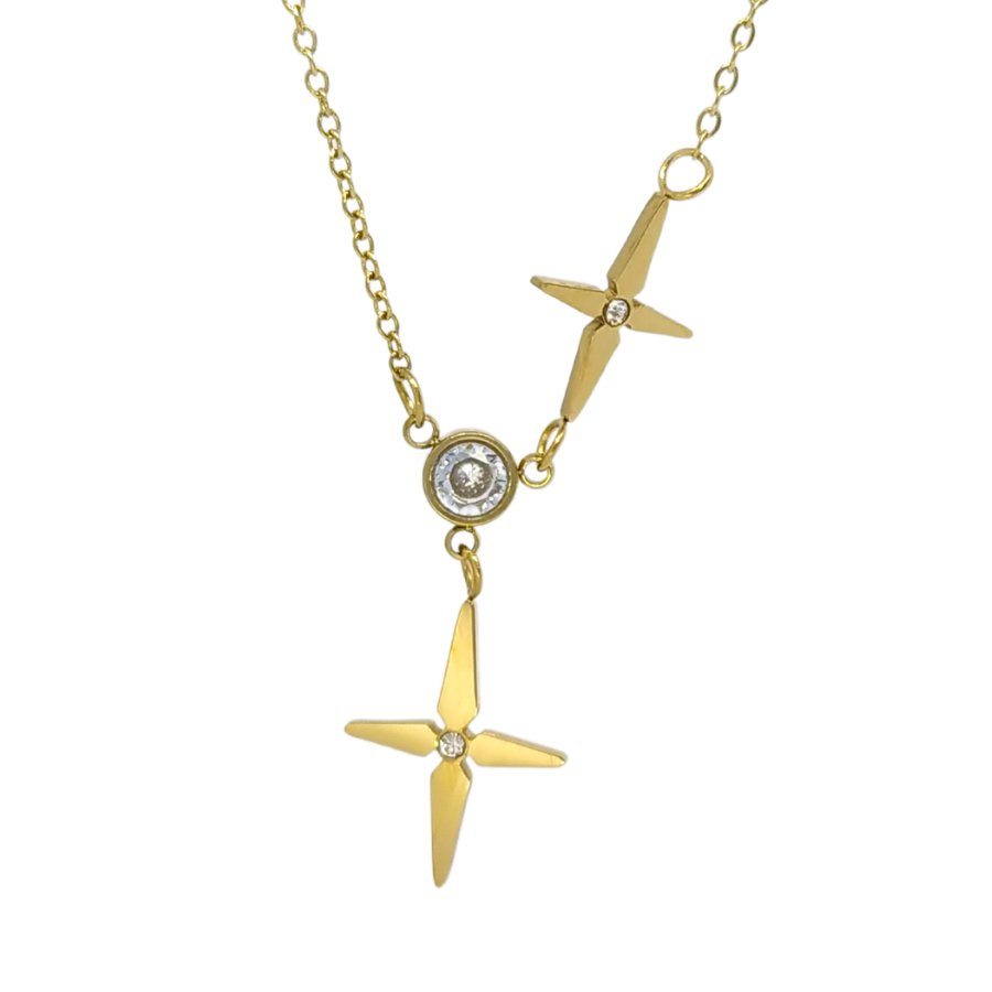 Celebrytka pozłacana z kryształkiem stal szlachetna