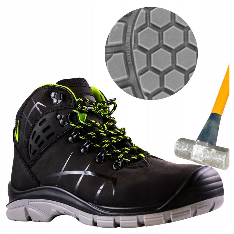 Buty robocze męskie Trzewiki Sportowe Skórzane z Metalowym Noskiem BHP 44