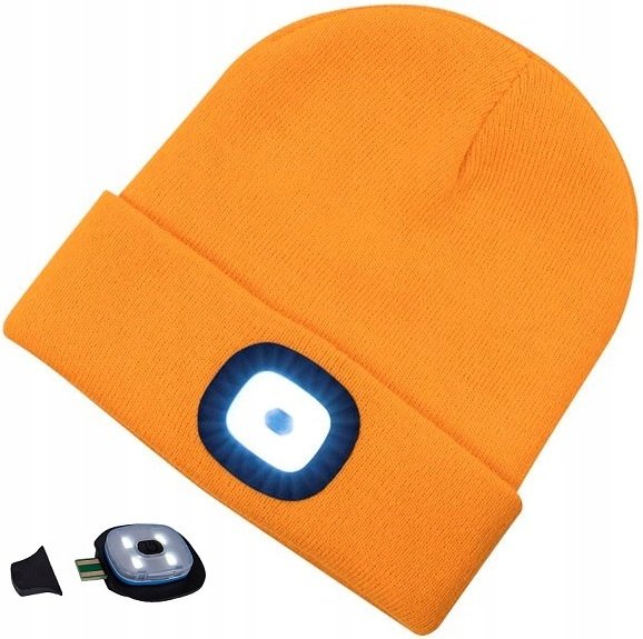 Ciepła CZAPKA ZIMOWA męska z latarką LED robocza ostrzegawcza HiVis ARDON