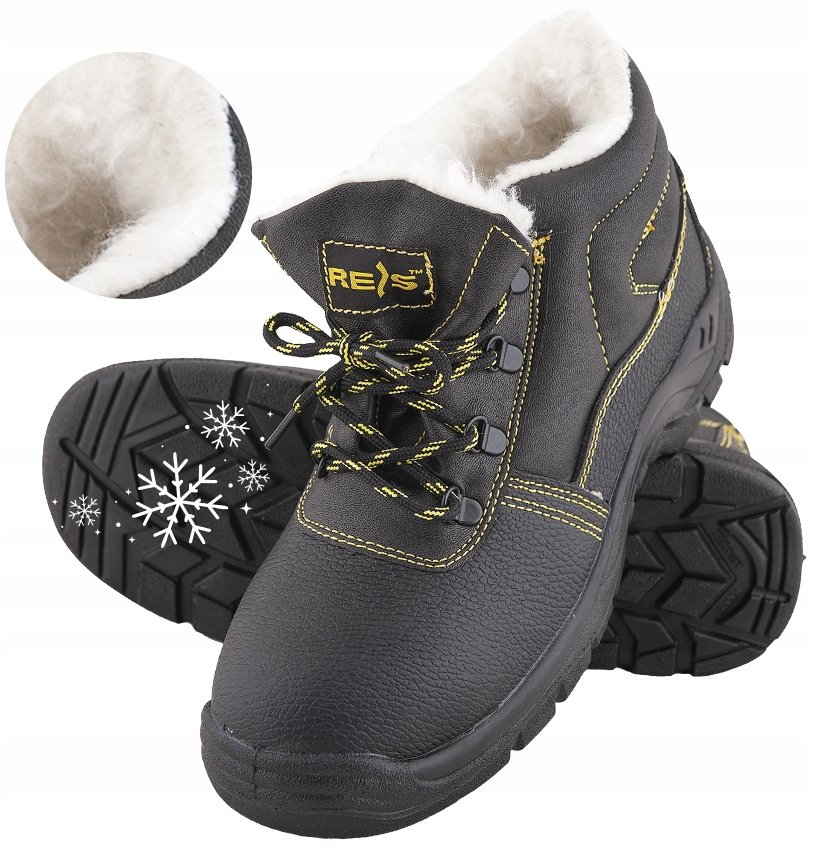 Buty robocze Zimowe Trzewiki Ocieplane skórzane z Noskiem BHP Lekkie