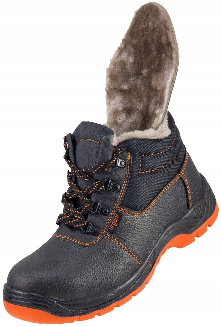 Buty robocze męskie Zimowe Ocieplane trzewiki Skórzane bez Noska URGENT 43