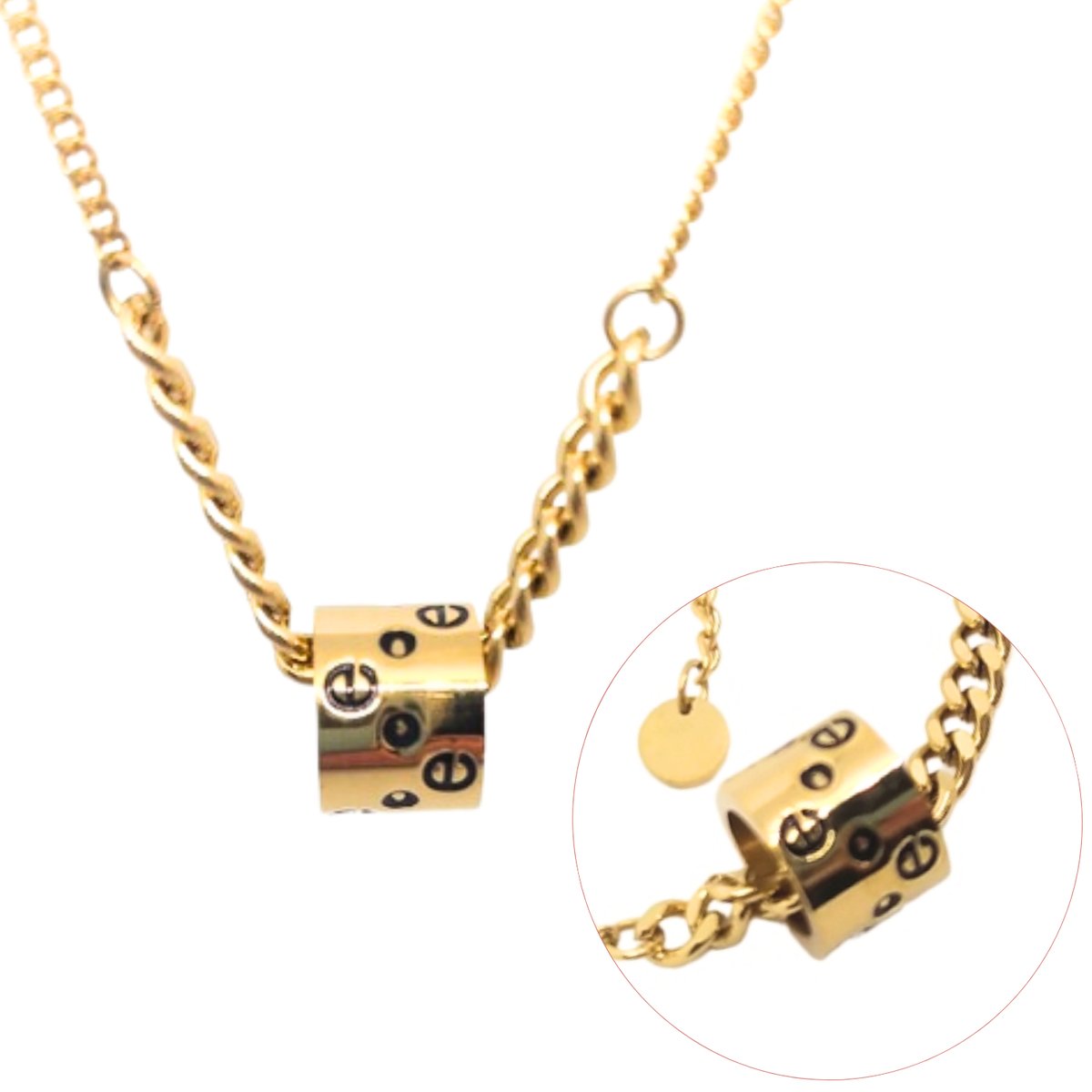 Celebrytka z dwoma splotami łańcuszka - Pozłacana stal chirurgiczna