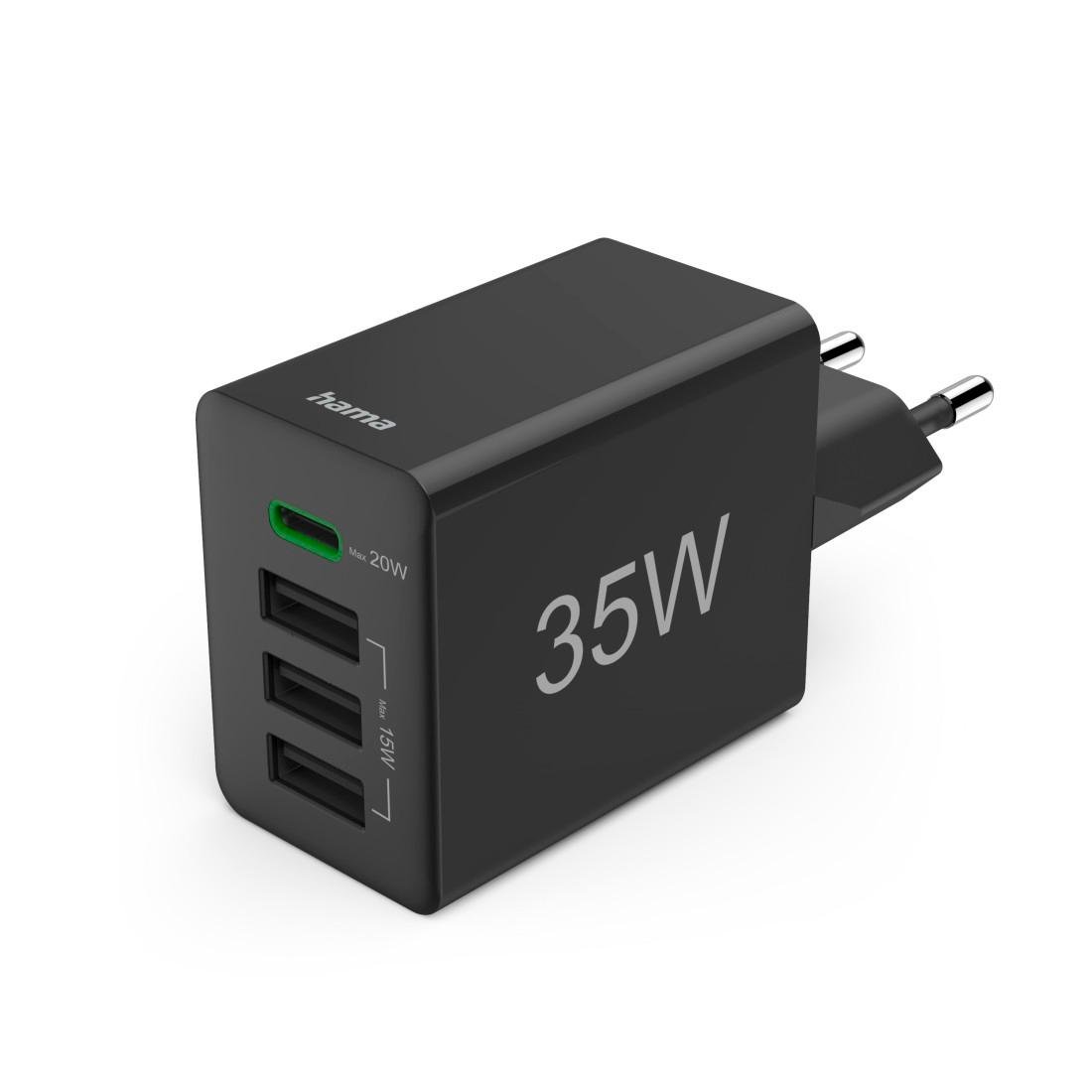 Ładowarka do telefonu Hama Power Delivery USB-C USB-A 35W czarna